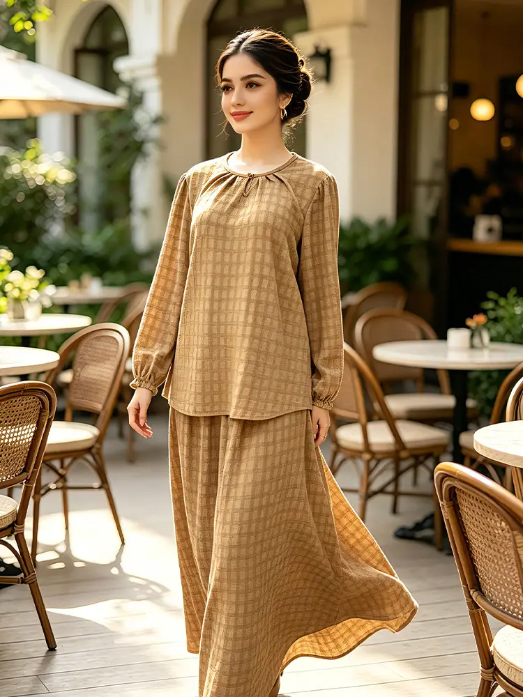 Cross-Border Malaysian Clothing Pakaian Malaysia Business Tk Large Size Jacquard Two-Piece Women's Clothing Factory