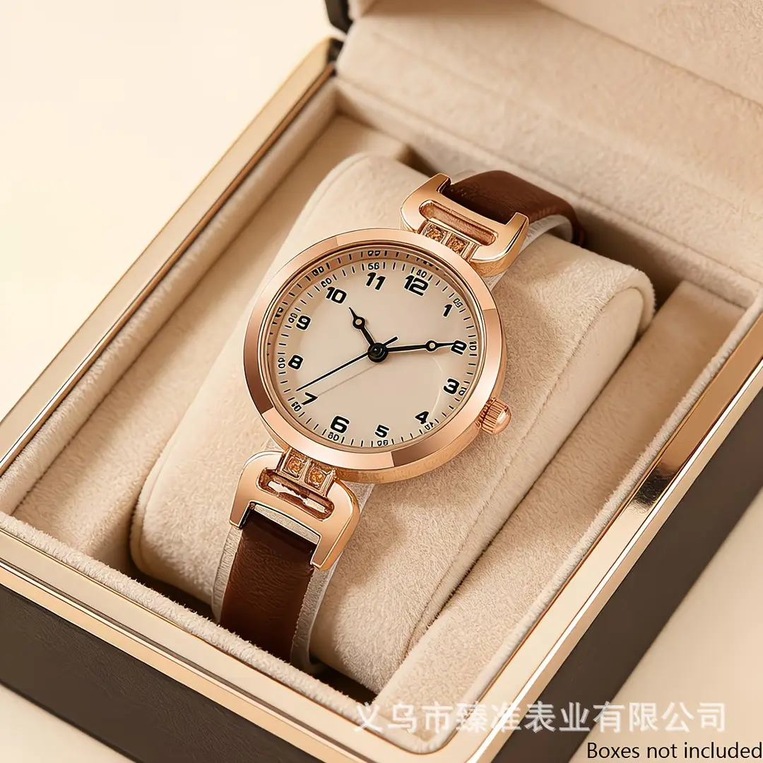 Cross-Border Exclusive Supply of Rose Gold Diamond-Encrusted Thin Strap Women's Watch, Simple Digital Dial Quartz Watch, Cross-Border Dropshipping