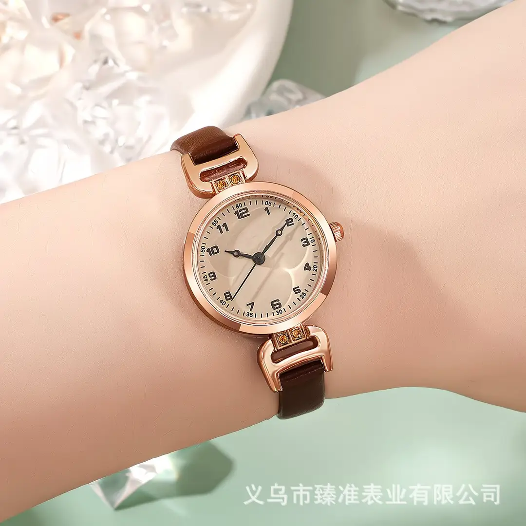Cross-Border Exclusive Supply of Rose Gold Diamond-Encrusted Thin Strap Women's Watch, Simple Digital Dial Quartz Watch, Cross-Border Dropshipping — feature 5