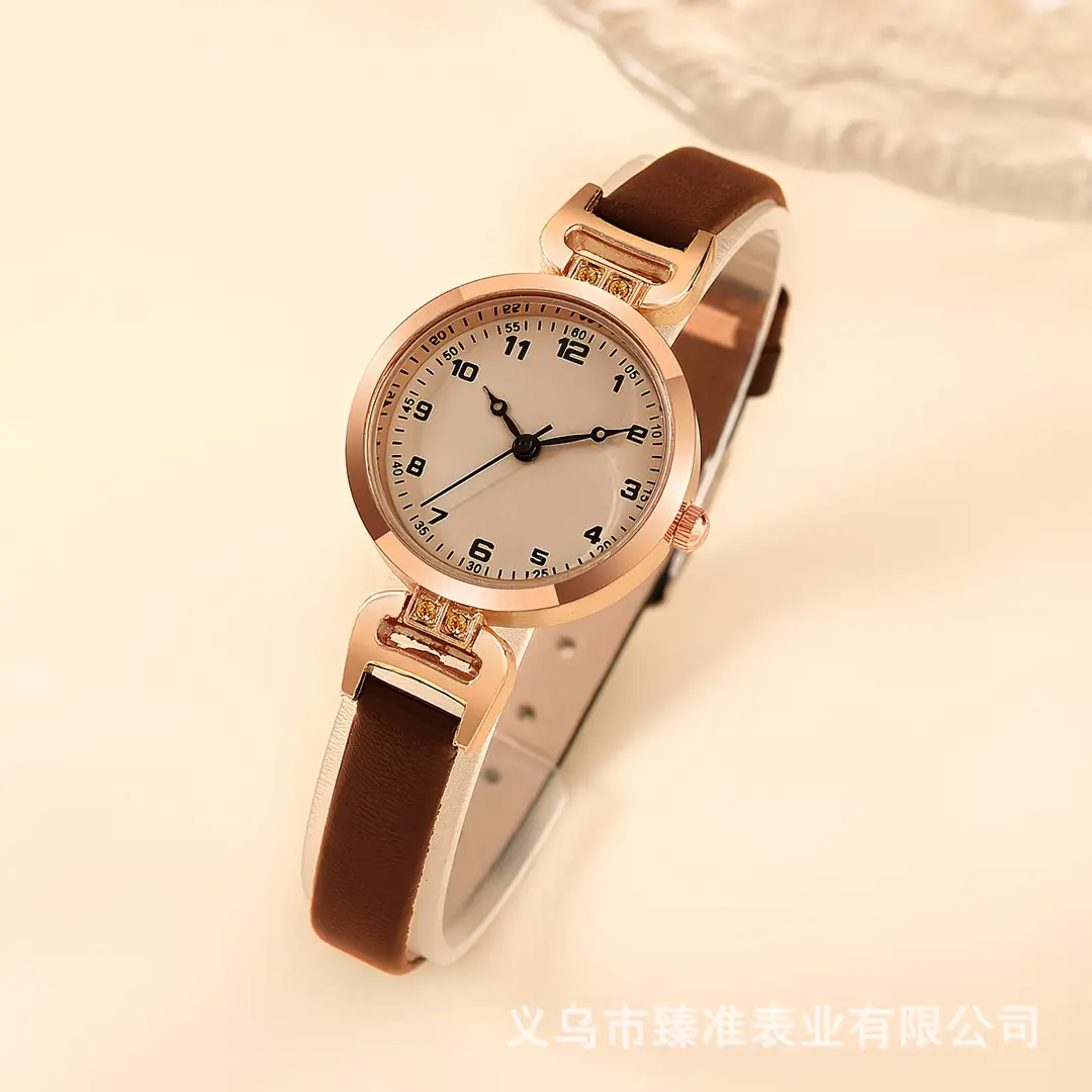 Cross-Border Exclusive Supply of Rose Gold Diamond-Encrusted Thin Strap Women's Watch, Simple Digital Dial Quartz Watch, Cross-Border Dropshipping — feature 6