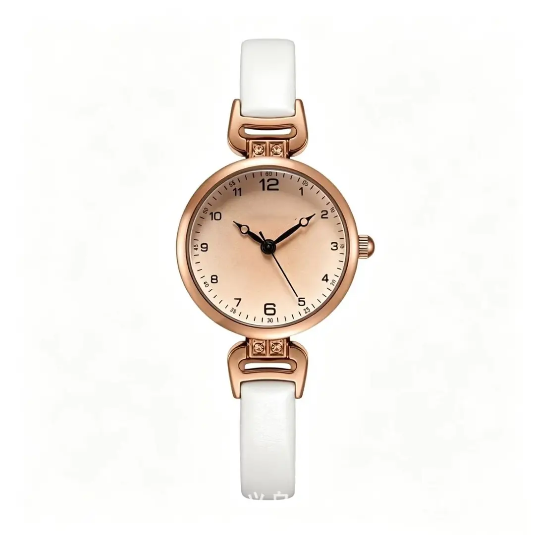 Cross-Border Exclusive Supply of Rose Gold Diamond-Encrusted Thin Strap Women's Watch, Simple Digital Dial Quartz Watch, Cross-Border Dropshipping