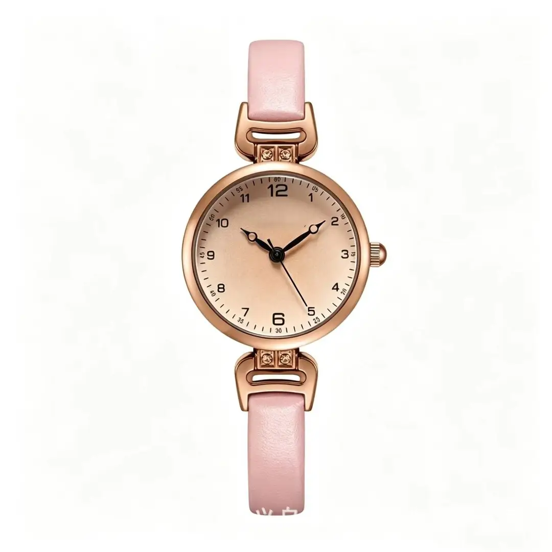 Cross-Border Exclusive Supply of Rose Gold Diamond-Encrusted Thin Strap Women's Watch, Simple Digital Dial Quartz Watch, Cross-Border Dropshipping