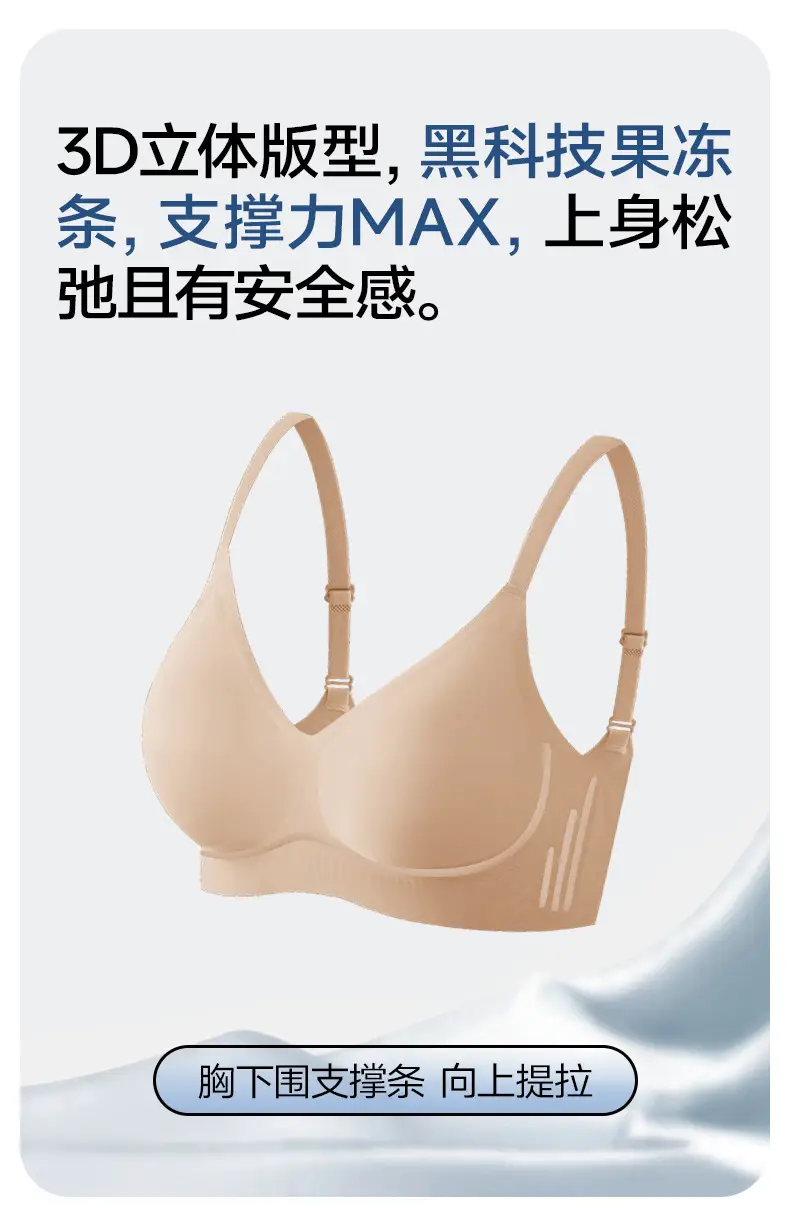 Glue-Coated Jelly Strip Seamless Bra with Soft Support, Side Breast Gathering, Fixed Cup, Wireless, Ultra-Soft and Thin Bra — feature 7