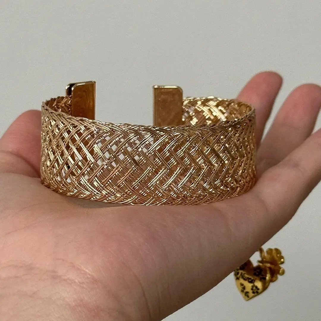 Vintage "Lost in Tokyo" European and American Fashion Bracelet, Multi-Layer Hollow Open Arm Band, Light Luxury Geometric Design — feature 6