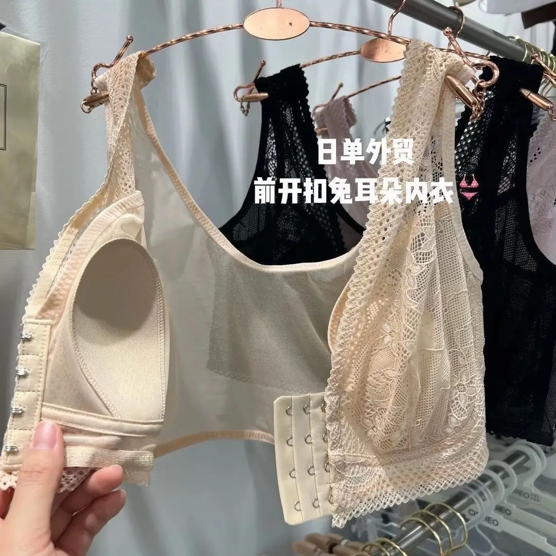 Plus-Size Ultra-Thin Export Original Rabbit Ear Design Summer Front-Clasp Bra Without Underwire Breathable Large Size Bra — feature 4