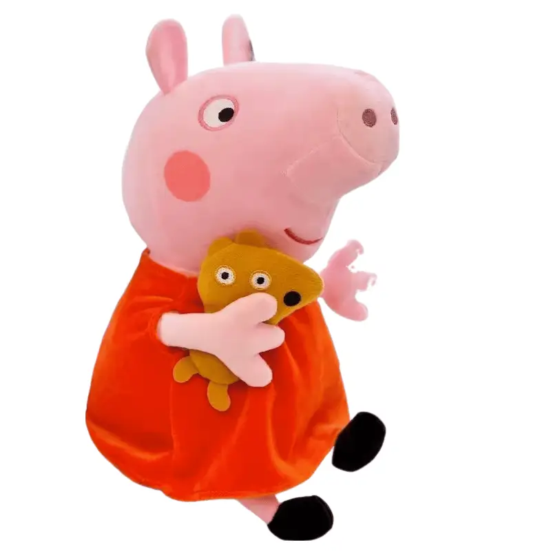 Peppa Pig Plush Toy Family Set, Peppa and George Dinosaur Dolls, Children's Birthday Gift, Pillow