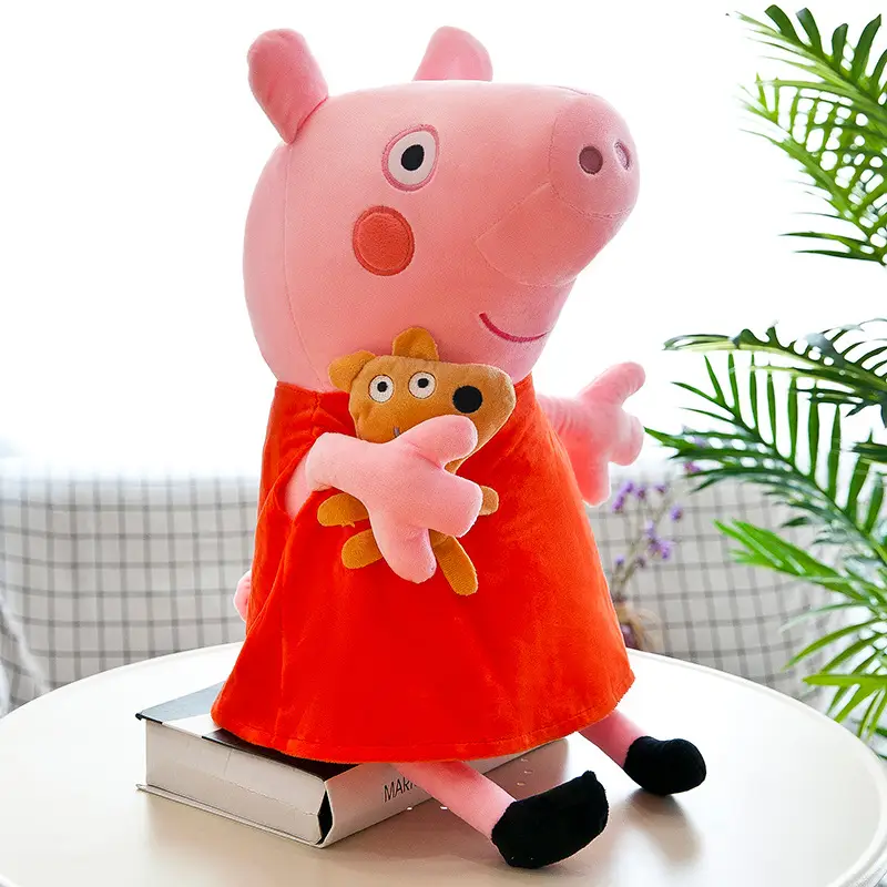Peppa Pig Plush Toy Family Set, Peppa and George Dinosaur Dolls, Children's Birthday Gift, Pillow