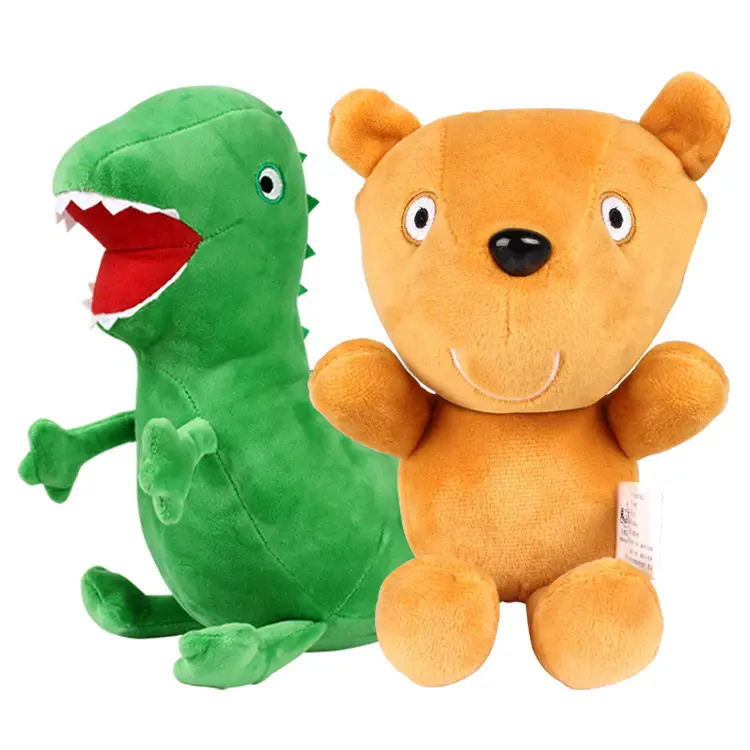 Peppa Pig Plush Toy Family Set, Peppa and George Dinosaur Dolls, Children's Birthday Gift, Pillow