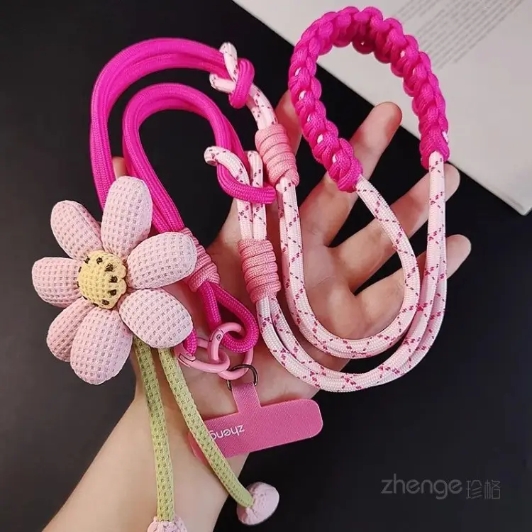 Ins Creative Flower Woven Three-In-One Lanyard Long Cross-Body Wearable Mobile Phone Lanyard Outdoor Camera Anti-Lost Rope — feature 10
