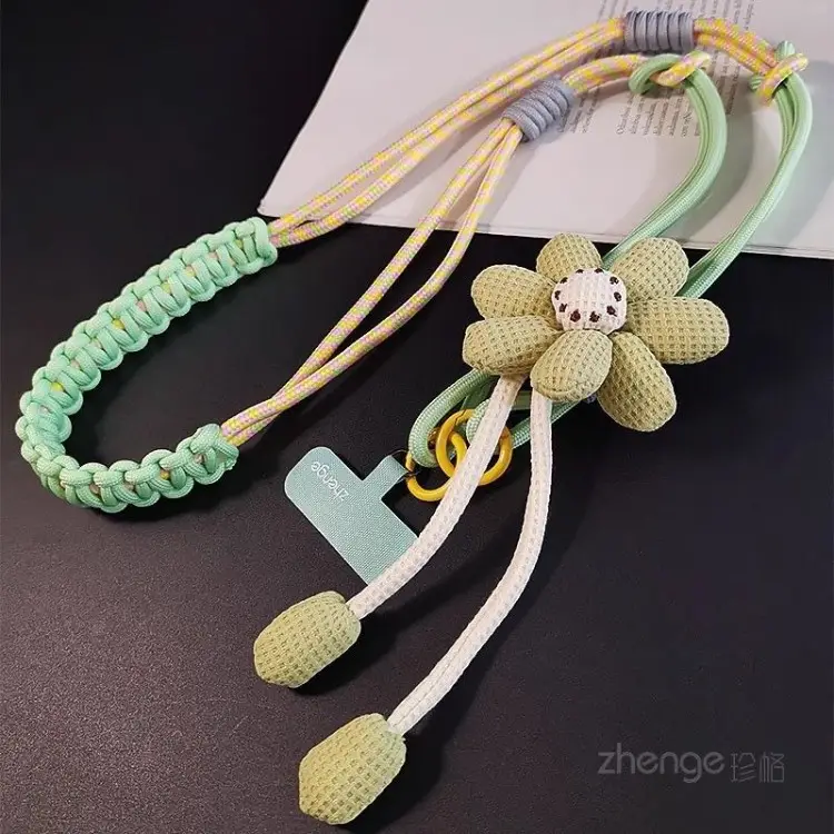 Ins Creative Flower Woven Three-In-One Lanyard Long Cross-Body Wearable Mobile Phone Lanyard Outdoor Camera Anti-Lost Rope — feature 11