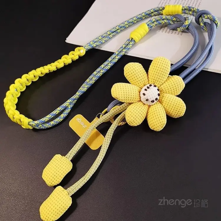 Ins Creative Flower Woven Three-In-One Lanyard Long Cross-Body Wearable Mobile Phone Lanyard Outdoor Camera Anti-Lost Rope — feature 13