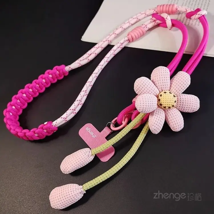 Ins Creative Flower Woven Three-In-One Lanyard Long Cross-Body Wearable Mobile Phone Lanyard Outdoor Camera Anti-Lost Rope — feature 14