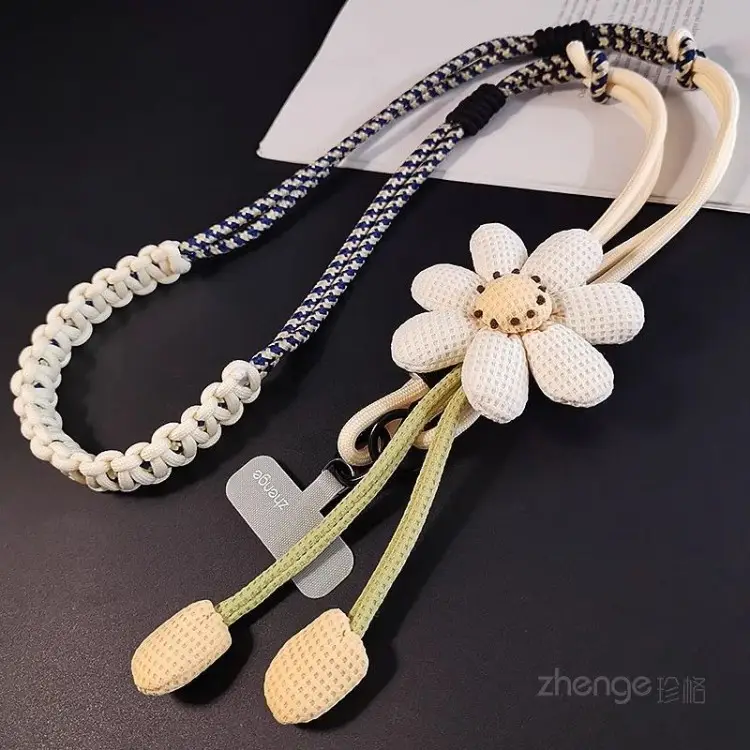 Ins Creative Flower Woven Three-In-One Lanyard Long Cross-Body Wearable Mobile Phone Lanyard Outdoor Camera Anti-Lost Rope — feature 15