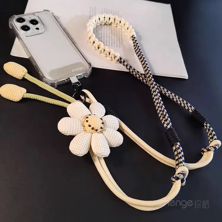 Ins Creative Flower Woven Three-In-One Lanyard Long Cross-Body Wearable Mobile Phone Lanyard Outdoor Camera Anti-Lost Rope — feature 6