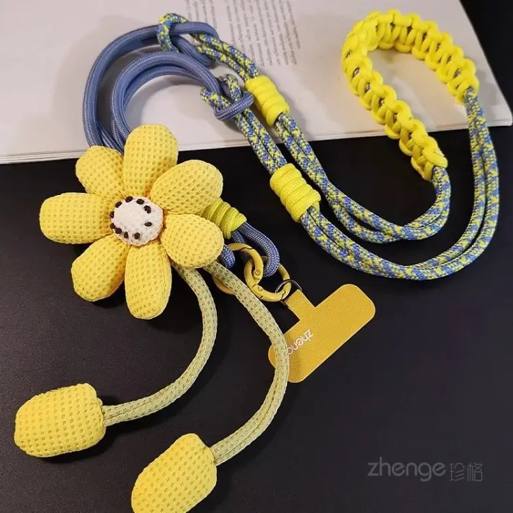 Ins Creative Flower Woven Three-In-One Lanyard Long Cross-Body Wearable Mobile Phone Lanyard Outdoor Camera Anti-Lost Rope — feature 8