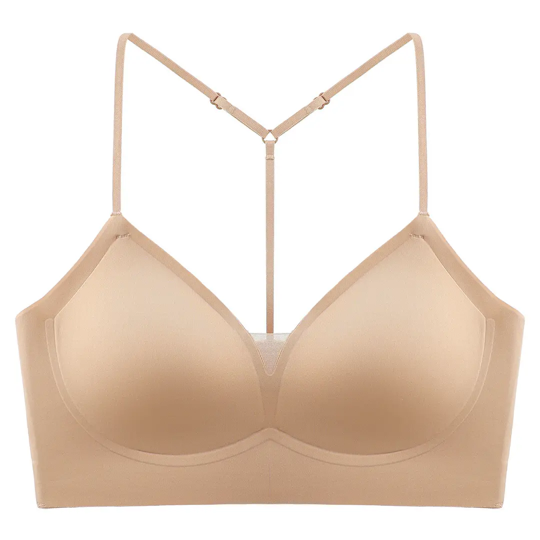New Fashionable Y-Shaped Rhinestone Backless Seamless Bra, Lightweight and Sexy Deep V Pure Desire Camisole Lingerie for Women, Comfortable and Breathable