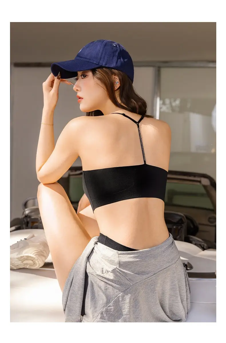New Fashionable Y-Shaped Rhinestone Backless Seamless Bra, Lightweight and Sexy Deep V Pure Desire Camisole Lingerie for Women, Comfortable and Breathable — feature 21