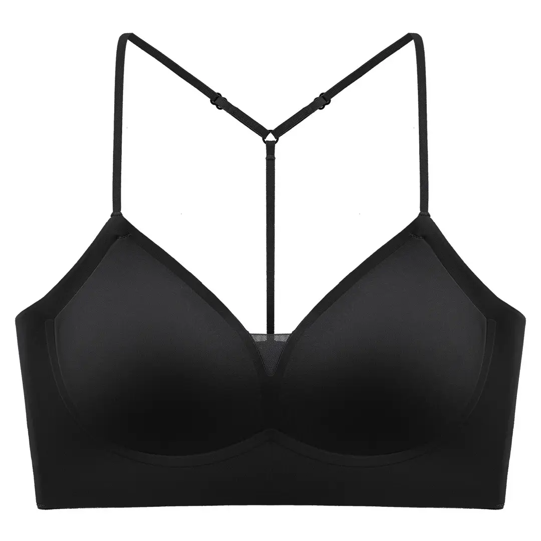 New Fashionable Y-Shaped Rhinestone Backless Seamless Bra, Lightweight and Sexy Deep V Pure Desire Camisole Lingerie for Women, Comfortable and Breathable