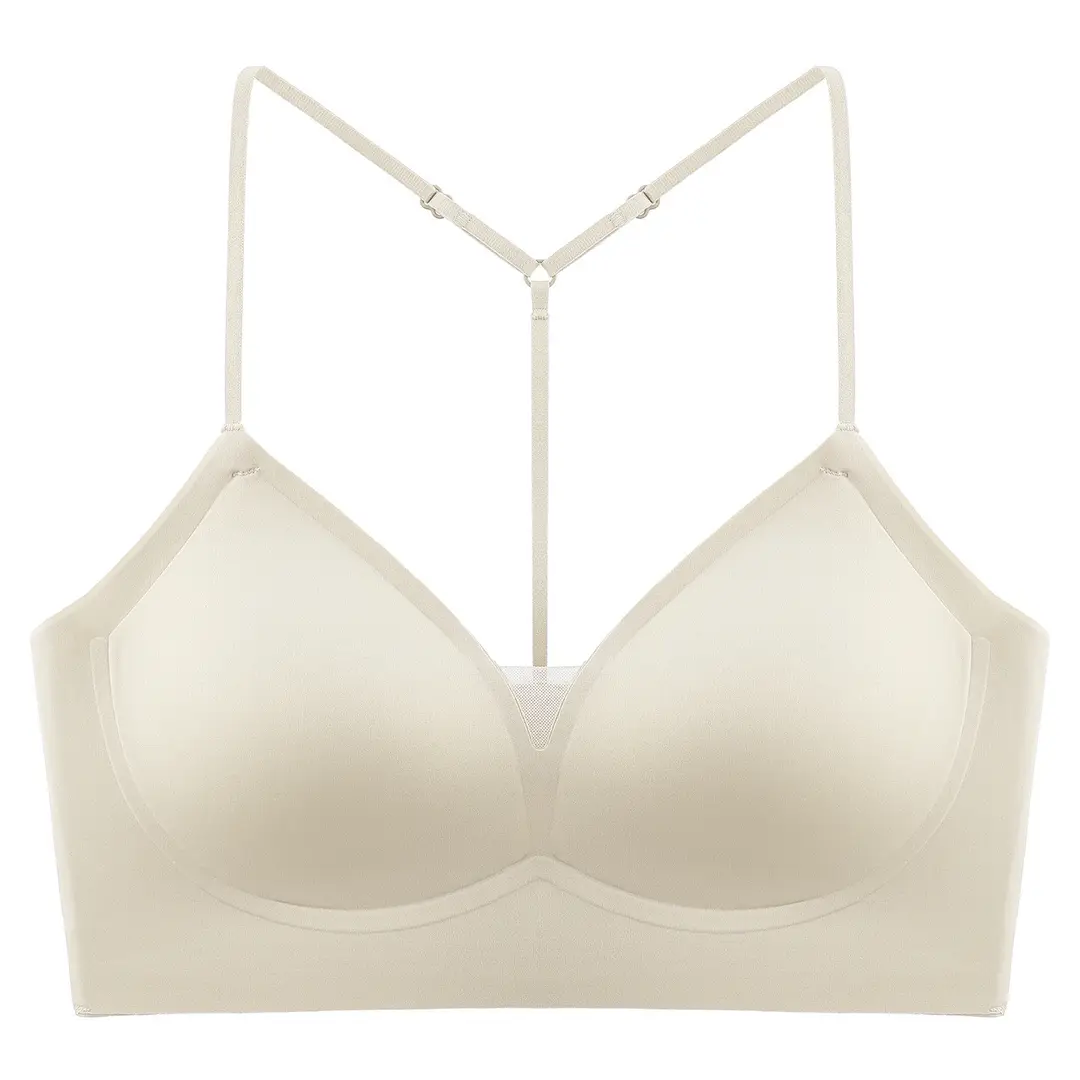 New Fashionable Y-Shaped Rhinestone Backless Seamless Bra, Lightweight and Sexy Deep V Pure Desire Camisole Lingerie for Women, Comfortable and Breathable