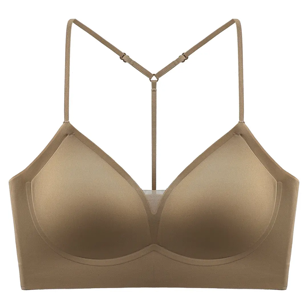 New Fashionable Y-Shaped Rhinestone Backless Seamless Bra, Lightweight and Sexy Deep V Pure Desire Camisole Lingerie for Women, Comfortable and Breathable