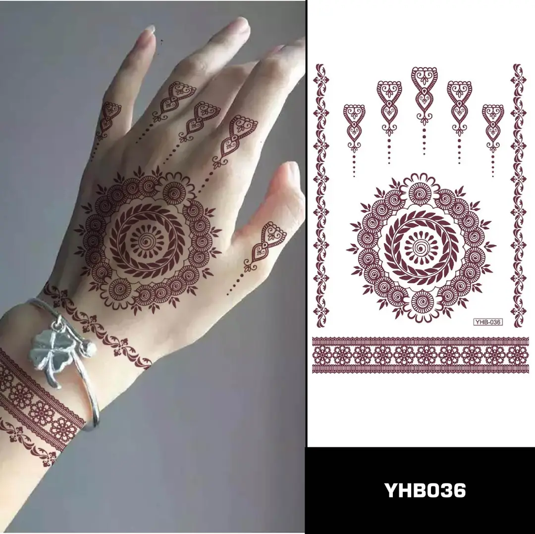 Specially Designed for 2026 Brown Lace Tattoo Stickers Hennatattoosticker Temporary Tattoo Stickers Finger Tattoos