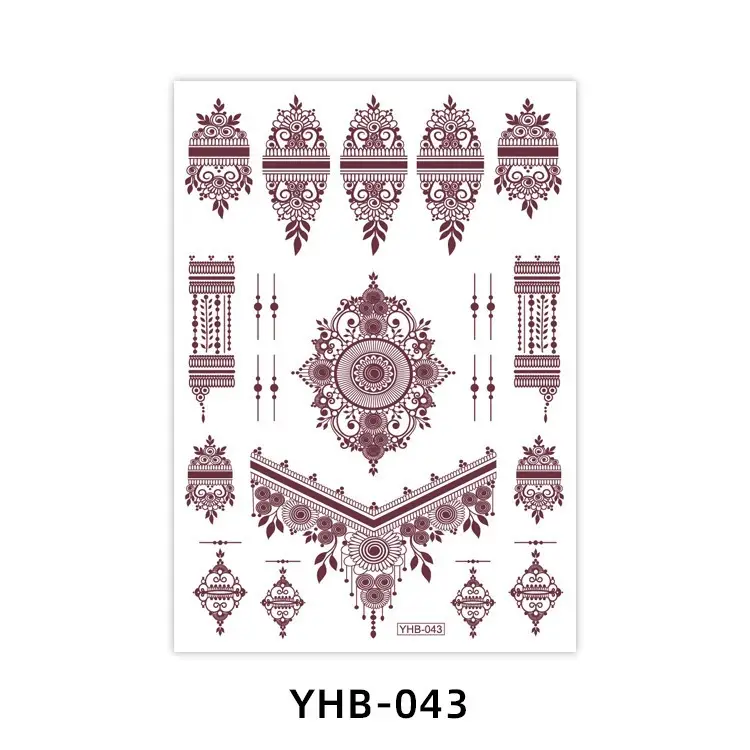 Specially Designed for 2026 Brown Lace Tattoo Stickers Hennatattoosticker Temporary Tattoo Stickers Finger Tattoos