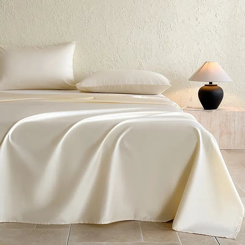 Authentic Hotel-Grade A-Class 100-Thread-Count Long-Staple Cotton Bed Sheet, Single Piece, Pure Cotton, Satin Duvet Cover, Single Bed Fitted Sheet for Sleeping Naked