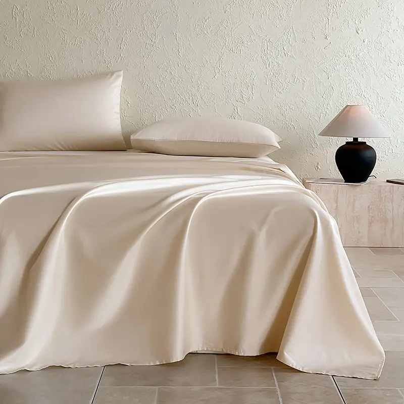 Authentic Hotel-Grade A-Class 100-Thread-Count Long-Staple Cotton Bed Sheet, Single Piece, Pure Cotton, Satin Duvet Cover, Single Bed Fitted Sheet for Sleeping Naked