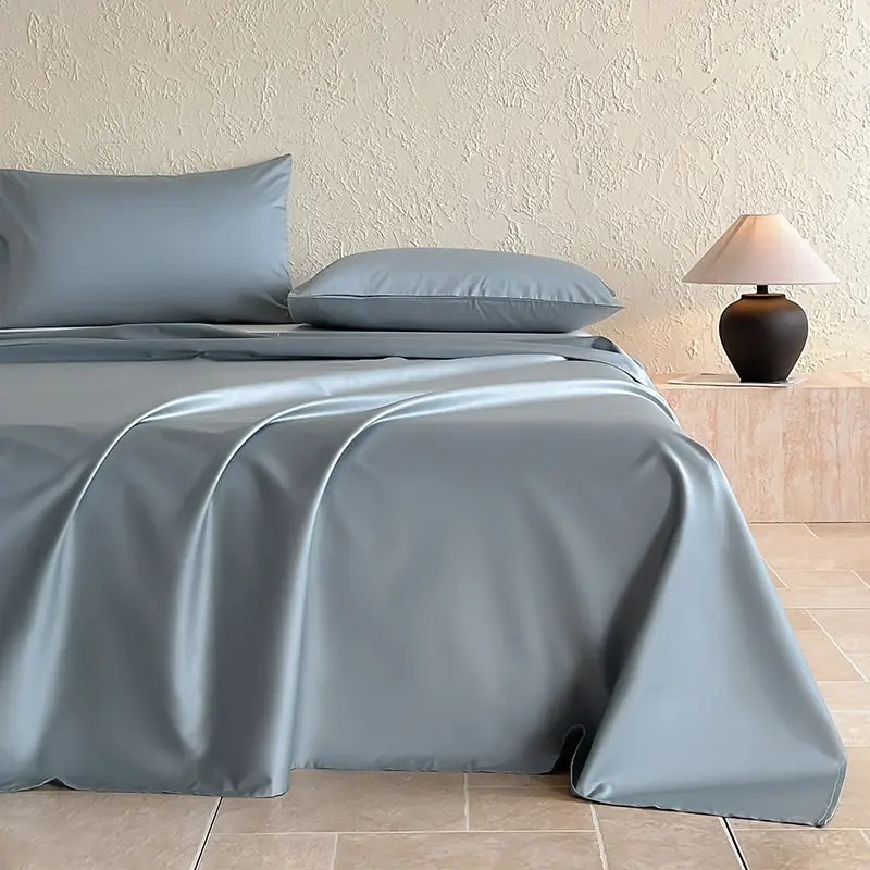 Authentic Hotel-Grade A-Class 100-Thread-Count Long-Staple Cotton Bed Sheet, Single Piece, Pure Cotton, Satin Duvet Cover, Single Bed Fitted Sheet for Sleeping Naked