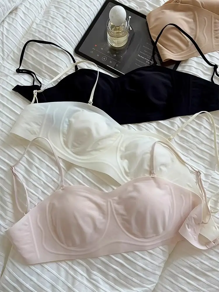 Summer Ultra-Thin Cat Paw Cup Strapless Bra with Detachable Shoulder Straps, Two-Way Wear, Women's Large Bust Minimizing Anti-Exposure Bra — feature 5