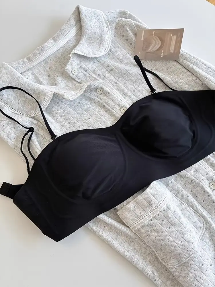 Summer Ultra-Thin Cat Paw Cup Strapless Bra with Detachable Shoulder Straps, Two-Way Wear, Women's Large Bust Minimizing Anti-Exposure Bra — feature 7
