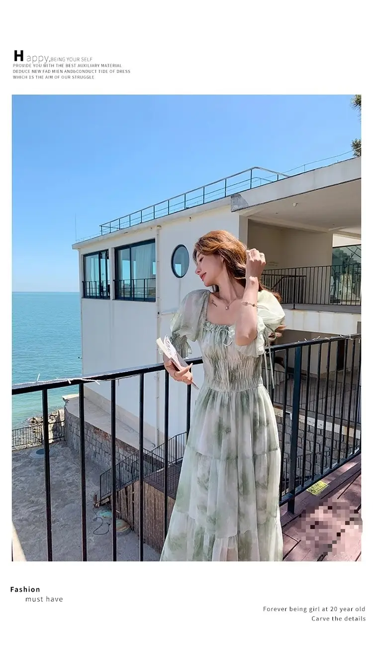 French Romantic Square-Neck Floral Dress, Summer Fairy 2026 New Style, Spring & Fall Gentle Elegant, Super Fairy Holiday Long Dress — feature 13