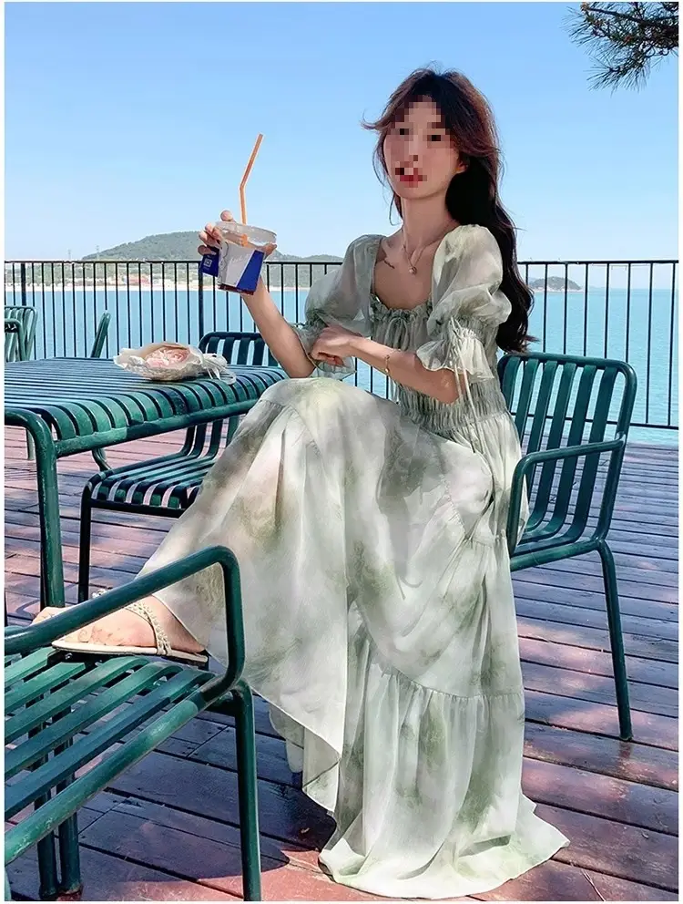 French Romantic Square-Neck Floral Dress, Summer Fairy 2026 New Style, Spring & Fall Gentle Elegant, Super Fairy Holiday Long Dress — feature 15