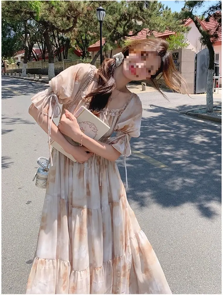 French Romantic Square-Neck Floral Dress, Summer Fairy 2026 New Style, Spring & Fall Gentle Elegant, Super Fairy Holiday Long Dress — feature 6
