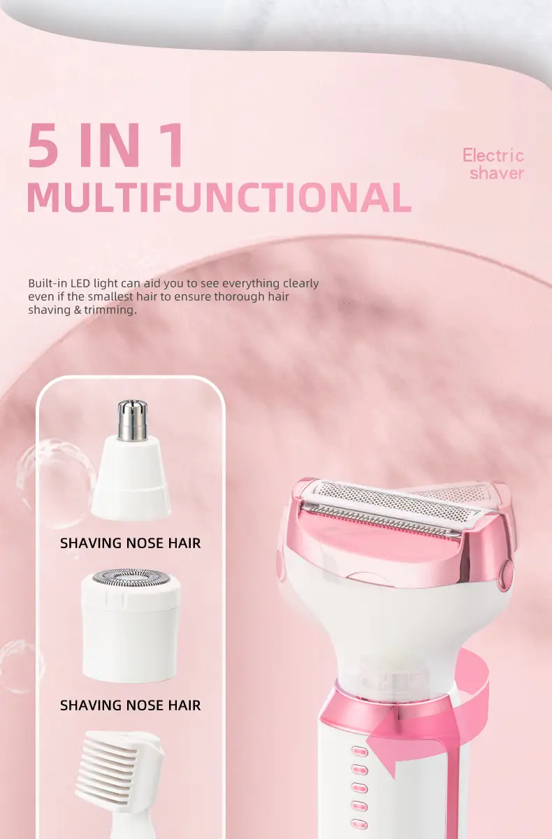 Five-In-One Hair Trimmer, Hair Removal, Body Hair Removal, Private Hair Trimmer, Electric Shaver, Portable for Women — feature 1