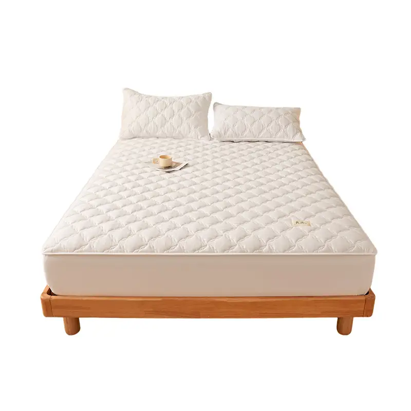 Class a Raw Cotton Double-Layer Quilted Xinjiang Cotton Fitted Sheet Mattress Protector Single Piece Bed Cover Wholesale Cross-Border