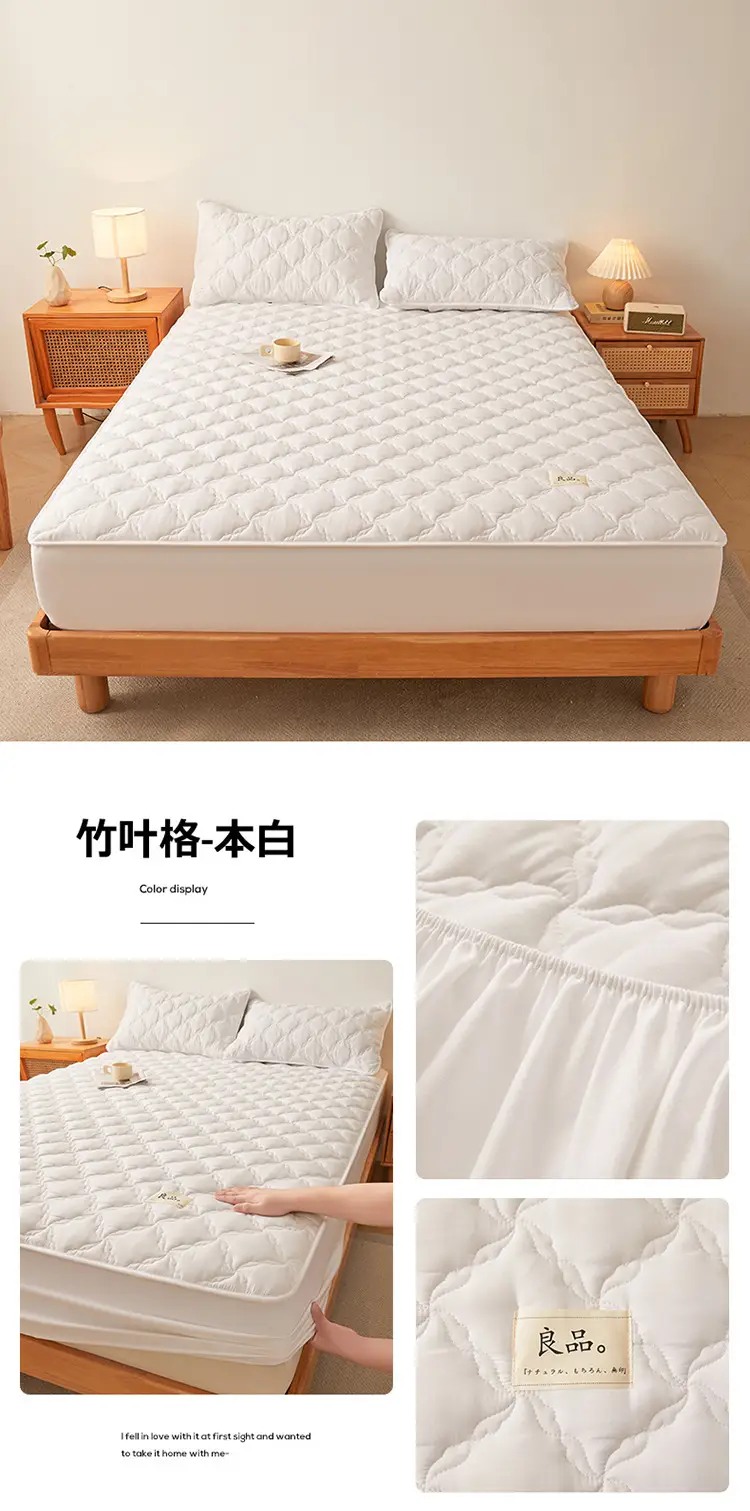 Class a Raw Cotton Double-Layer Quilted Xinjiang Cotton Fitted Sheet Mattress Protector Single Piece Bed Cover Wholesale Cross-Border — feature 16