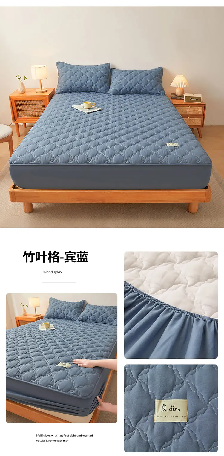 Class a Raw Cotton Double-Layer Quilted Xinjiang Cotton Fitted Sheet Mattress Protector Single Piece Bed Cover Wholesale Cross-Border — feature 17