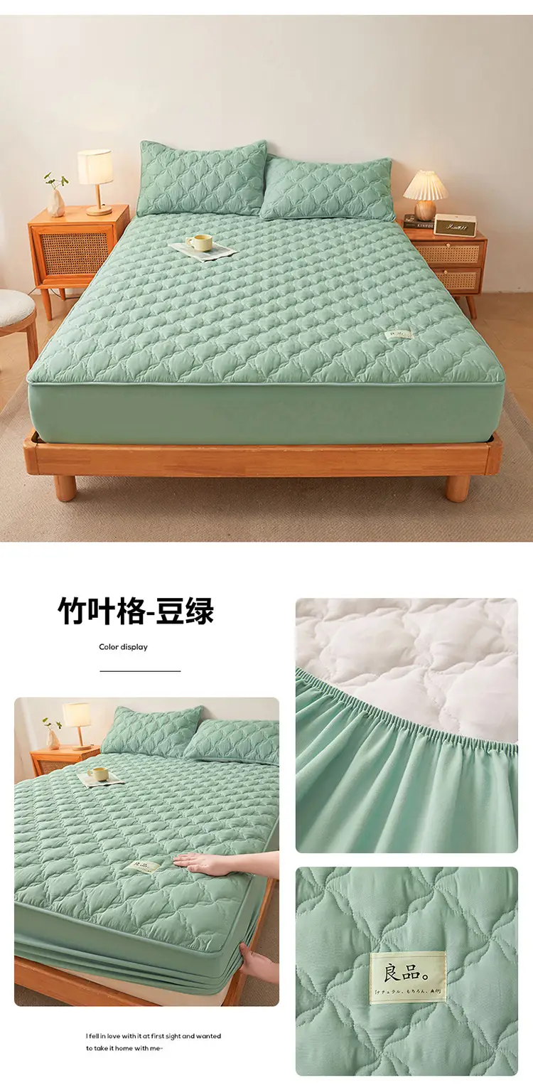 Class a Raw Cotton Double-Layer Quilted Xinjiang Cotton Fitted Sheet Mattress Protector Single Piece Bed Cover Wholesale Cross-Border — feature 18