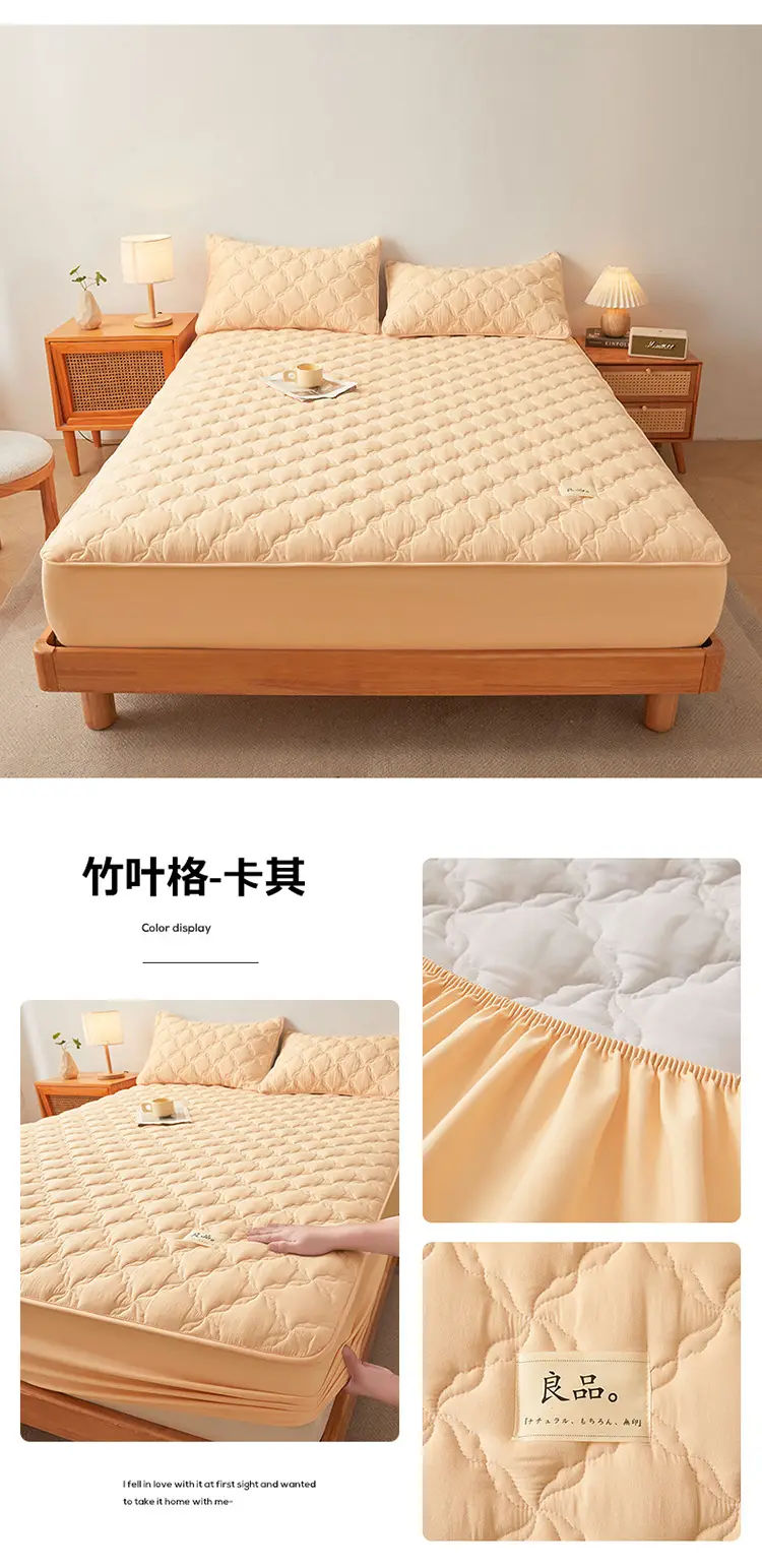 Class a Raw Cotton Double-Layer Quilted Xinjiang Cotton Fitted Sheet Mattress Protector Single Piece Bed Cover Wholesale Cross-Border — feature 20