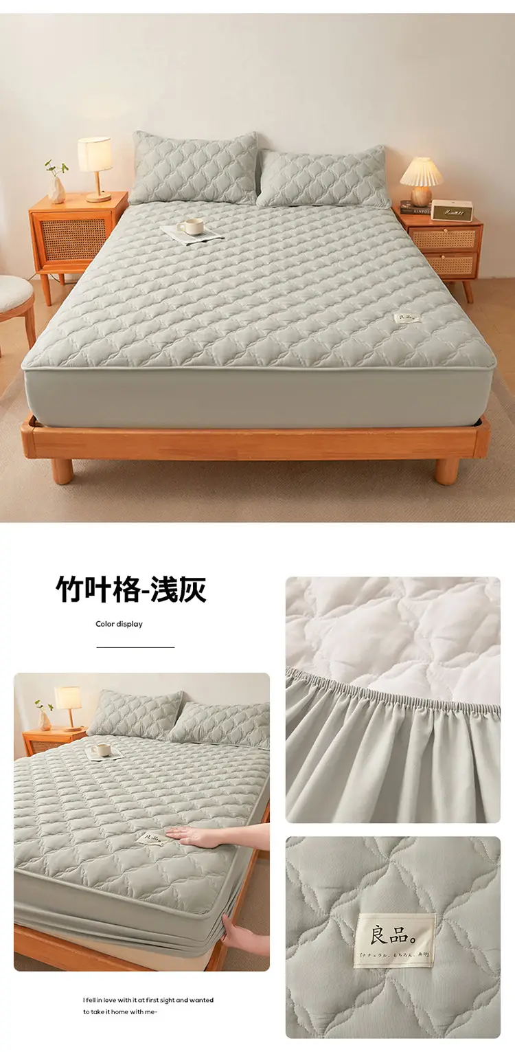 Class a Raw Cotton Double-Layer Quilted Xinjiang Cotton Fitted Sheet Mattress Protector Single Piece Bed Cover Wholesale Cross-Border — feature 21