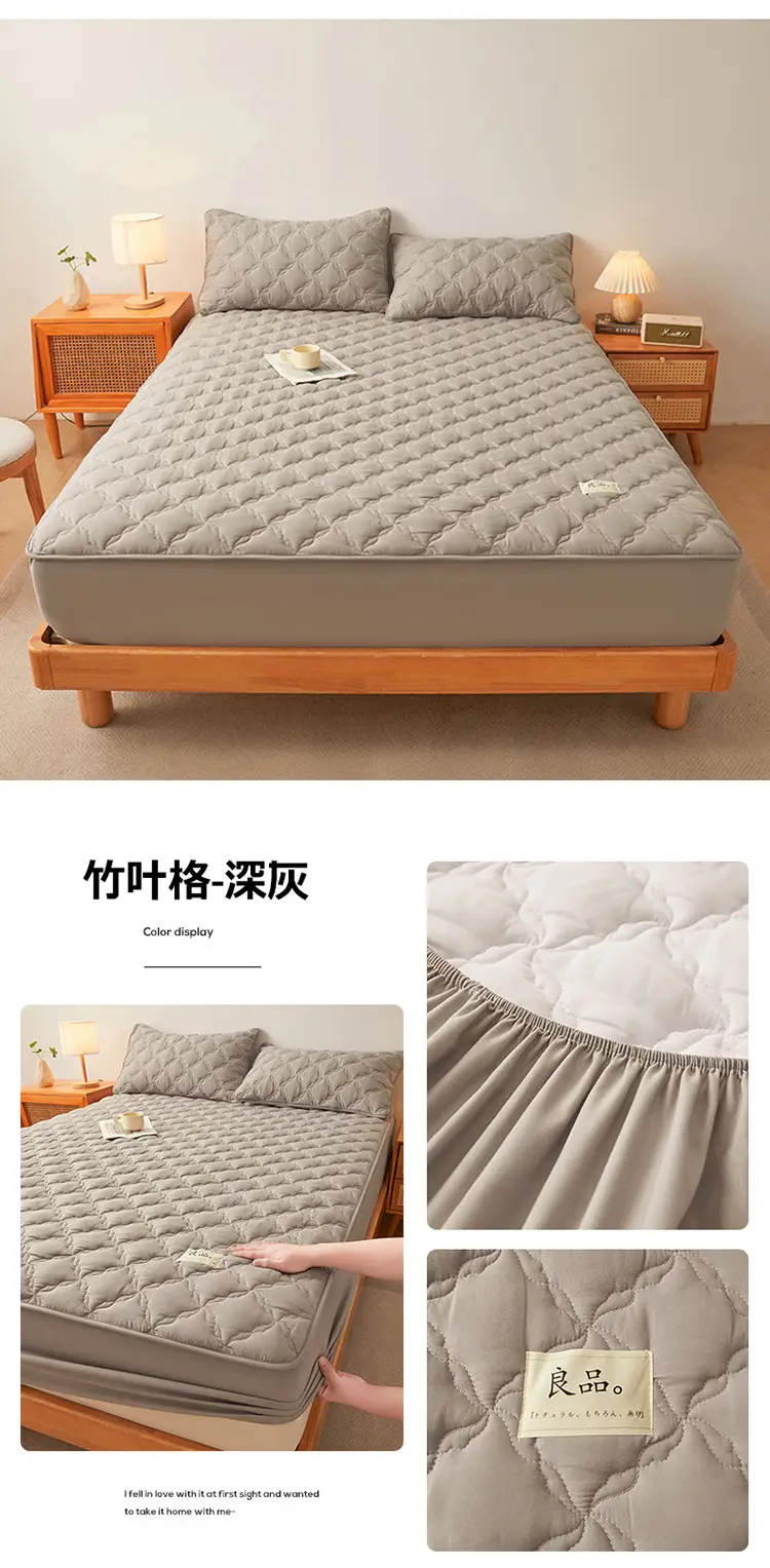Class a Raw Cotton Double-Layer Quilted Xinjiang Cotton Fitted Sheet Mattress Protector Single Piece Bed Cover Wholesale Cross-Border — feature 22