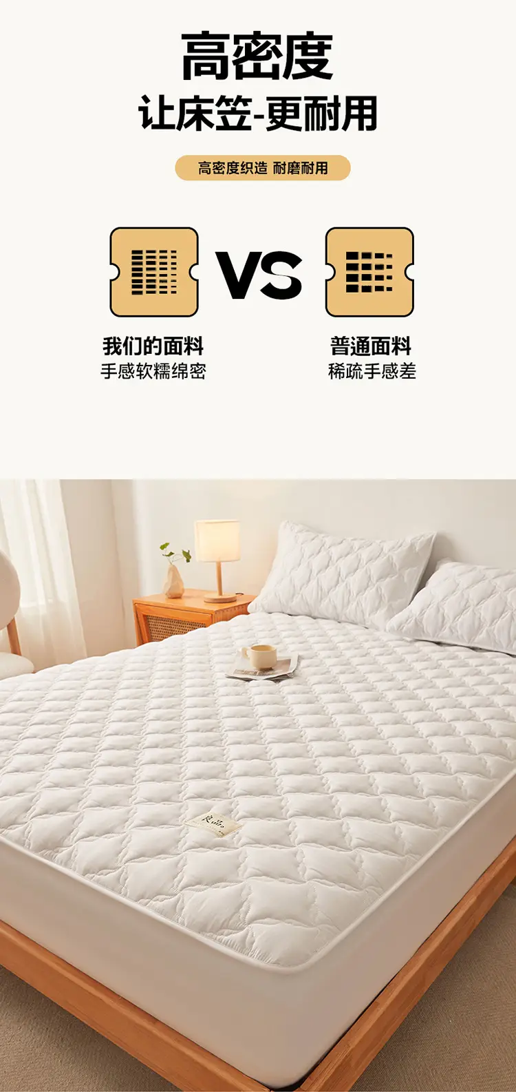 Class a Raw Cotton Double-Layer Quilted Xinjiang Cotton Fitted Sheet Mattress Protector Single Piece Bed Cover Wholesale Cross-Border — feature 6