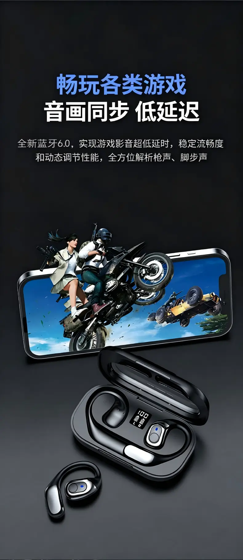 Ows Private Model Wireless Earphones, Open-Ear Bluetooth Earphones, Ultra-Long Battery Life, Noise-Cancelling Sports Earphones — feature 11