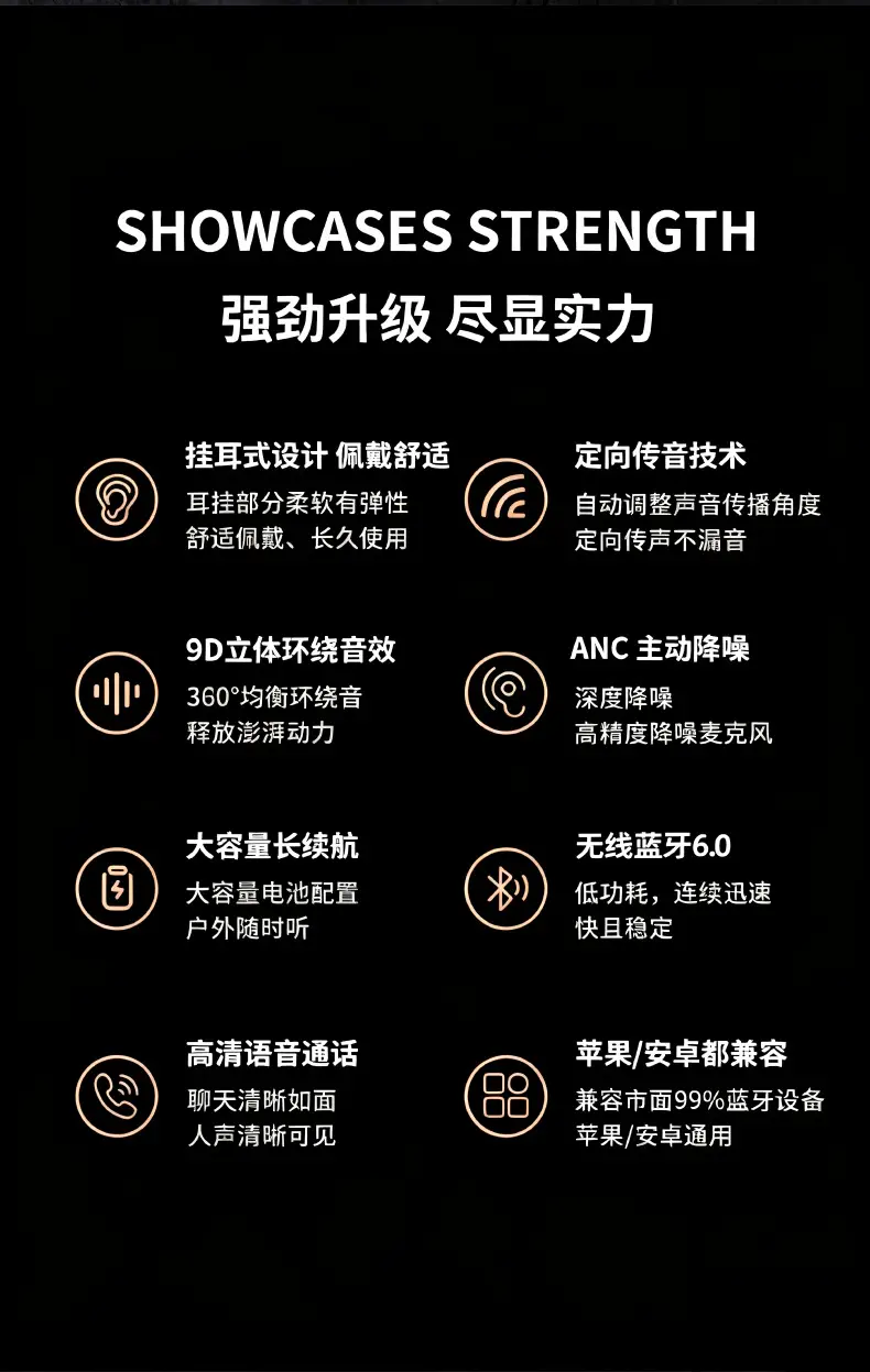 Ows Private Model Wireless Earphones, Open-Ear Bluetooth Earphones, Ultra-Long Battery Life, Noise-Cancelling Sports Earphones — feature 7