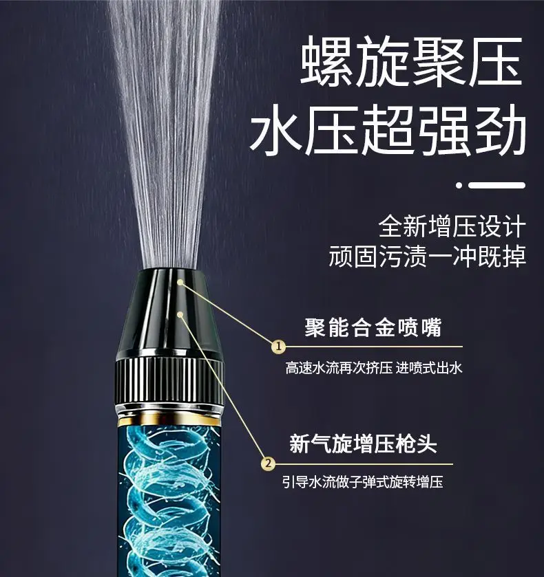 New High-Pressure Powerful Water Gun Nozzle 4-Point Hose Car Wash Tool with Built-In Pressure Booster for Garden and Home Use — feature 3