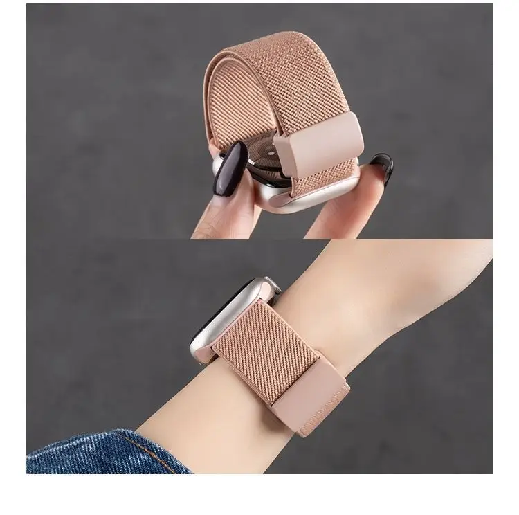 Suitable for Apple S10 Watch Iwatch11 Watch Strap Applewatch8 Burgundy Woven Magnetic S9 Premium Wristband — feature 11