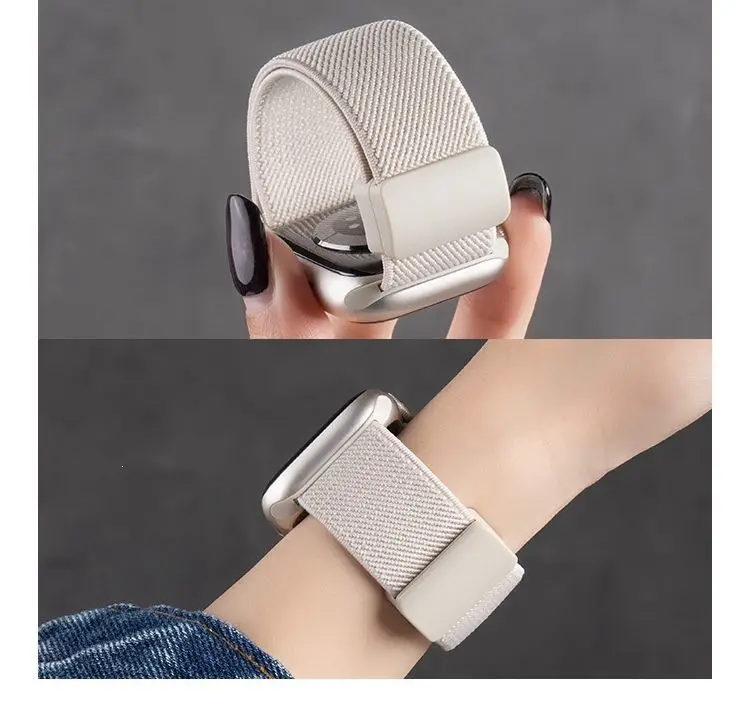Suitable for Apple S10 Watch Iwatch11 Watch Strap Applewatch8 Burgundy Woven Magnetic S9 Premium Wristband — feature 8