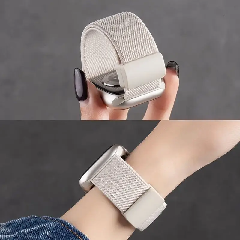 Suitable for Apple S10 Watch Iwatch11 Watch Strap Applewatch8 Burgundy Woven Magnetic S9 Premium Wristband