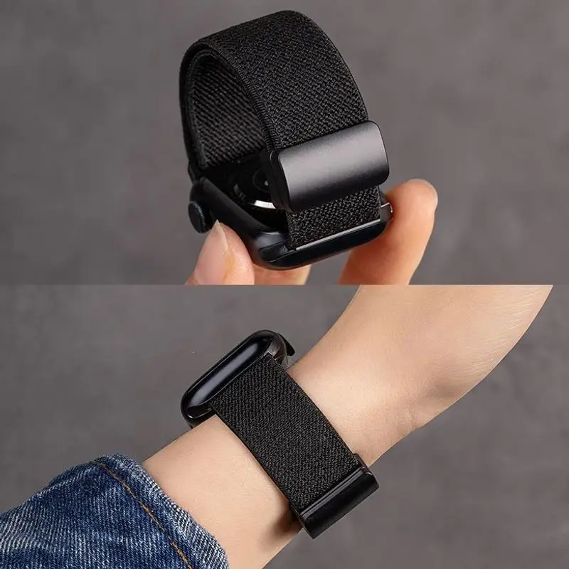 Suitable for Apple S10 Watch Iwatch11 Watch Strap Applewatch8 Burgundy Woven Magnetic S9 Premium Wristband